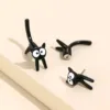 Cute Black Cat Front And Back Stud Earrings