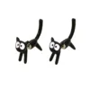Cute Black Cat Front And Back Stud Earrings