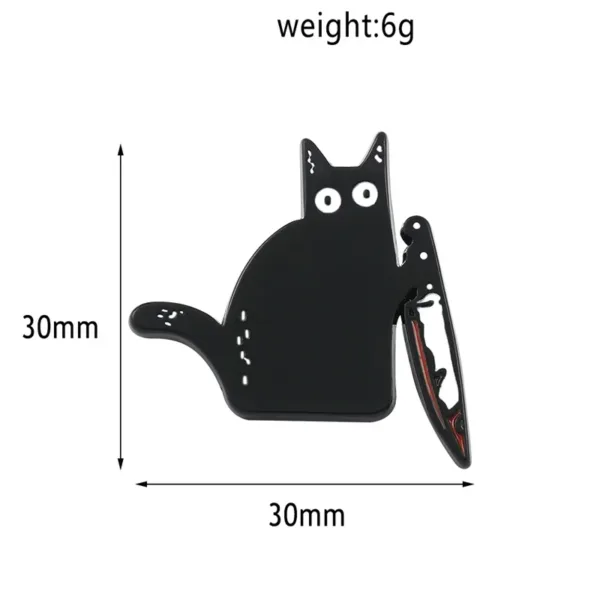 Bloody Knife Killer Black Cat Enamel Pin Punk Gothic Animal Brooch Accessories Spooky Dark Art Metal Badge New Year Jewelry