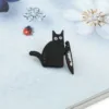 Bloody Knife Killer Black Cat Enamel Pin Punk Gothic Animal Brooch Accessories Spooky Dark Art Metal Badge New Year Jewelry
